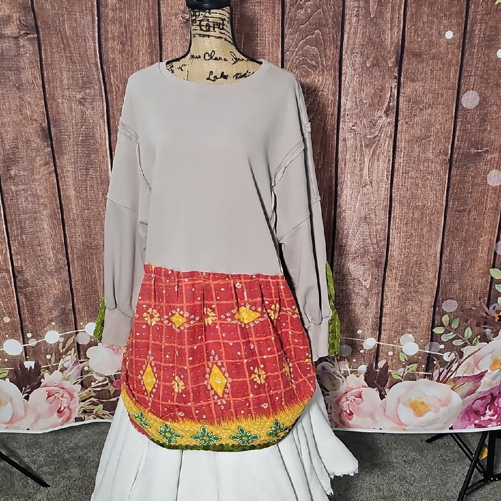 Upcycled Kantha Sweater Dress/tunic